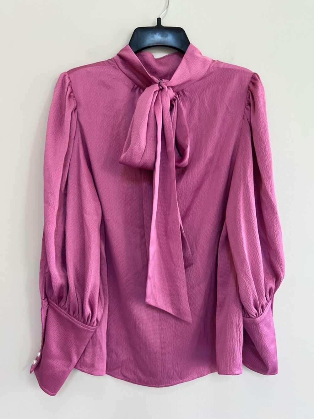 Crosby by Mollie Burch NWT Josephine Bow Long Sleeve Blouse, Camelia Pink, sz S - Picture 4 of 15
